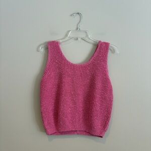 Vintage Idioms Pink Button-Back Knit Sweater Tank Top Size M